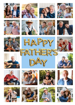 Foil Balloon Lettering Collage Photo Upload Father's Day Card