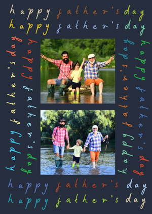 Bright Lettered Border Photo Upload Father's Day Card