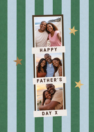 Happy Father's Day Striped Collage Photo Upload Card