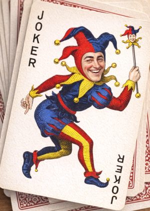 Illustrated Joker Card Face Photo Upload Card
