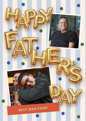 Gold Balloon Lettering Photo Upload Father's Day Card