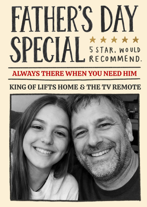 King Of Lifts And The TV Remote Newspaper Spoof Photo Upload Father's Day Card