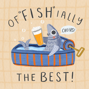 Moonpig Ishially The Best Illustrated Fish And Beer Father's Day Card