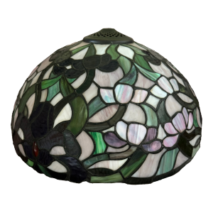 Vintage Mid-Century Large Stained Glass Pendant Light Shade in the Style of Tiffany