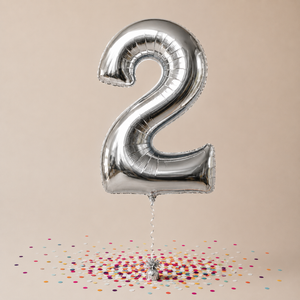 Giant Number 2 Silver Balloon