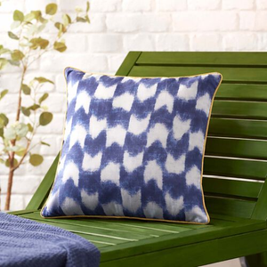 Indoor Outdoor Tie Dye Beat Navy Cushion