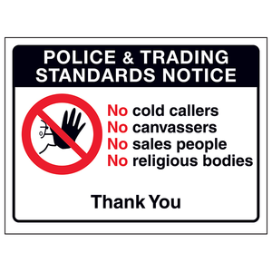 Police & Trading Standards Notice. No Co 300 x 200 mm - Glow In The Dark Self Adh