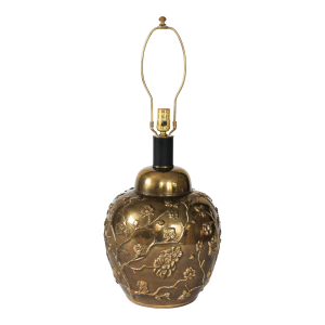 Vintage Mid-Century Chinoiserie Style Brass Ginger Jar Lamp