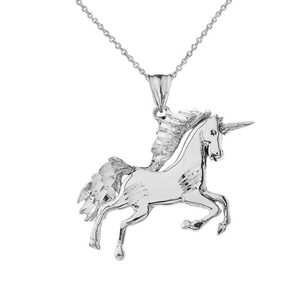 .925 Unicorn Pendant Necklace in Sterling Silver
