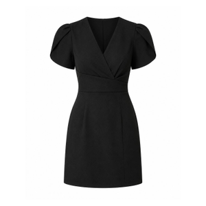 Bridget Twist Font Split Arm Mini Dress Black (L)