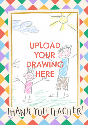 Thank You Teacher Colourful Chequerboard Photo Upload Card