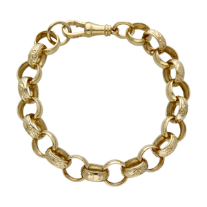 Pre-Owned 9ct Gold 8.5" Patterned & Polished Belcher Bracelet