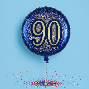 90th Birthday Metallic Glitter Navy Gold Balloon