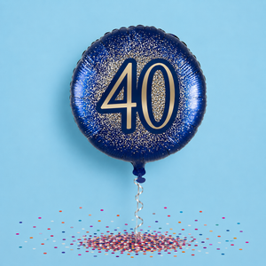 40th Birthday Metallic Glitter Navy Gold Balloon