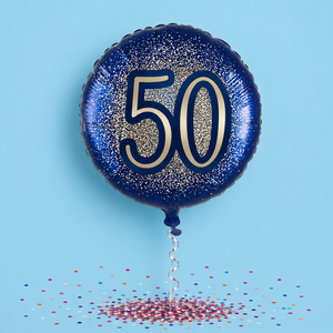 50th Birthday Metallic Glitter Navy Gold Balloon