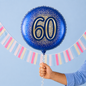 60th Birthday Metallic Glitter Navy Gold Balloon