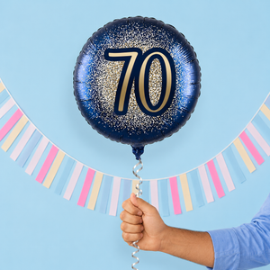 70th Birthday Metallic Glitter Navy Gold Balloon