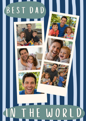 Best Dad In The World Striped Photo Collage Father's Day Card