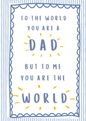 Sentimental To Me You Are The World Striped Typographic Dad Father's Day Card