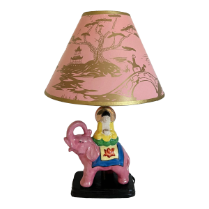 Porcelain Elephant Lamp & Shade, C1940