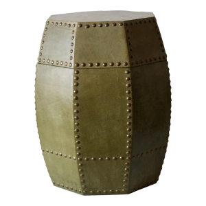 Faux Leather Studded Octagonal Table Storage Vintage