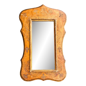 Vintage Gold Gilded Engraved Indian Archway Wall Mirror.