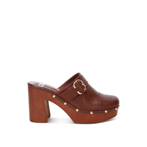 Octave Closed Square Toe Heel Mules In Brown Smooth By Rag & Co (3 UK)