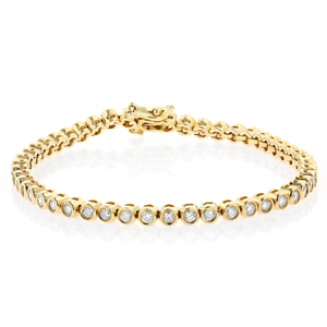 2.20 Carat Diamond Tennis Bracelet 14K Gold Bezel Set