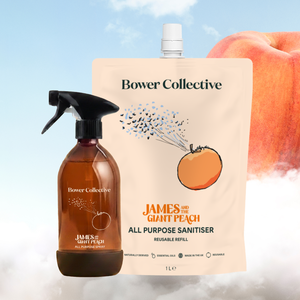 Bower All Purpose Sanitiser Spray - James and the Giant Peach - Reusable Bottle (500ml) & Refill (1L)