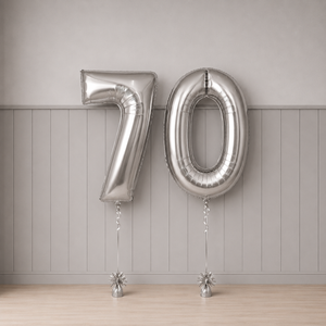 Giant Number 70 Silver Milestone Balloons