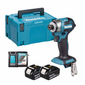 Makita DTD173Z 18V Brushless Impact Driver with 2x 5.0Ah Batteries, Charger & Makpac Carry Case