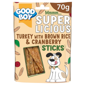 Good Boy Superlicious Sticks Dog Treats (Turkey with Brown Rice & Cranberry) 70g