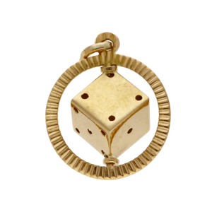 Pre-Owned 18ct Yellow Gold Spinning Dice Circle Charm