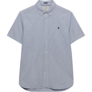 Superdry Mens Classic Seersucker Short Sleeve Shirt - L / Cream/Blue