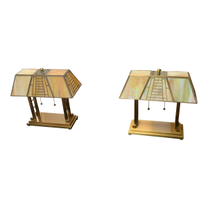 1990s Arts and Crafts Style Lamps by Fredrick Raymond - a Pair