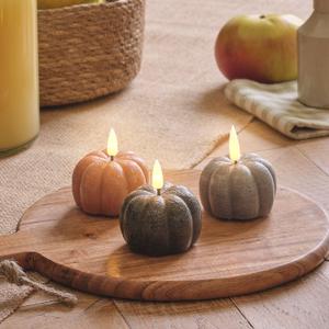 3 Mini TruGlow® Distressed Pumpkin LED Candle with Remote Control