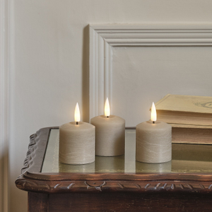 TruGlow® Taupe Distressed LED Votive Candle Trio with Remote Control