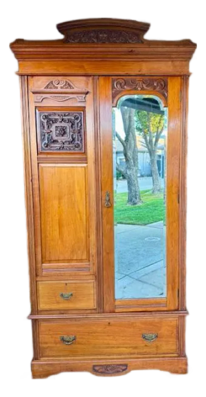 Antique c.1900's Edwardian Wardrobe Cabinet
