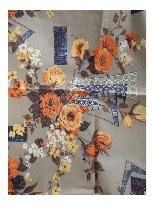 Vintage Mid Century Floral Pattern Fabric 4y