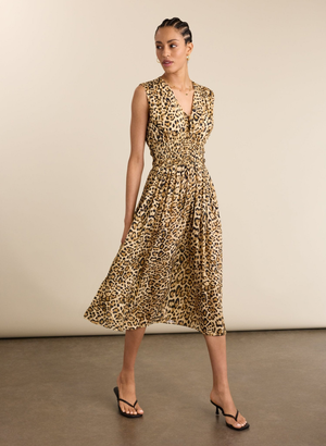 Kyrah Printed Waisted Midi Dress - UK 10 | EU 36 | US 06 / Sandstone Leopard