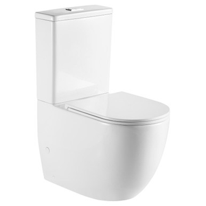 Joli Tornado Rimless Back-to-Wall S Trap 160-230 Toilet Suite Pan + Slim Seat + Geberit Cistern Gloss White [320441]