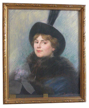 Humbert-Vignot, Art Deco Style Portrait, Pastel
