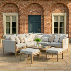 Maze - Burford Small Aluminium Corner Dining Set with Square Rising Table - Almond