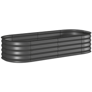 Outsunny Jardinera Exterior Grande de Acero Galvanizado con Base Abierta Bordes de Seguridad Fácil Montaje 150x62x30 cm Gris