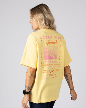 Surf & Music Womens Short Sleeve T-Shirt In Yellow