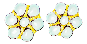 Ceramic Yellow Oyster Plates - A Pair