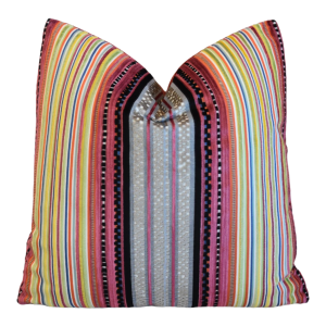 Colorful French Striped Velvet Feather/Down Pillow