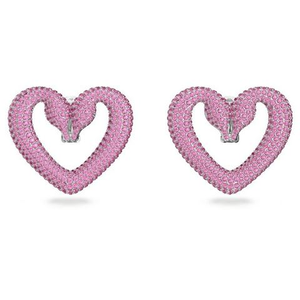 Swarovski - Una Heart Clip Earrings w/Pink Crystals & Rhodium-Plate