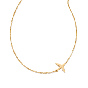 14K Gold Dainty Aeroplane Pendant Necklace (one size)