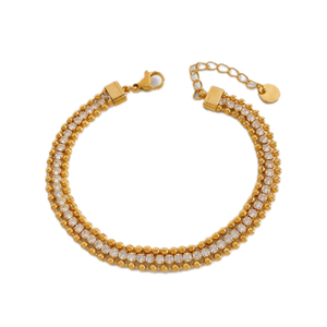 14K Gold Double Tennis Satellite Bracelet (one size)